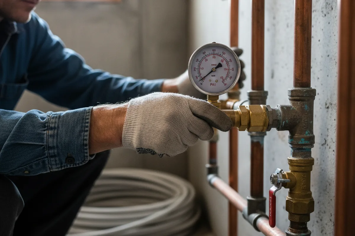 Pressure testing a repaired line during Water Line Repair in Orangevale